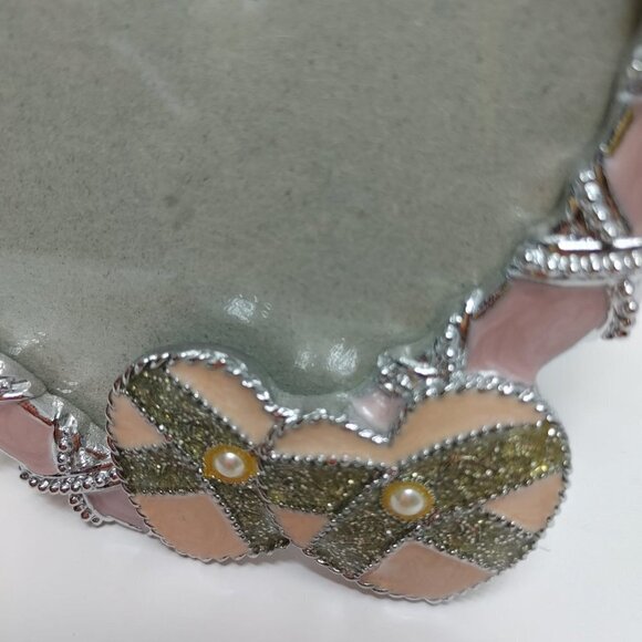 ⭐️2/$30 - Picture Frame Pink Silver Pearl Metal Finish with Hearts 2.5x3.5 - Picture 7 of 8